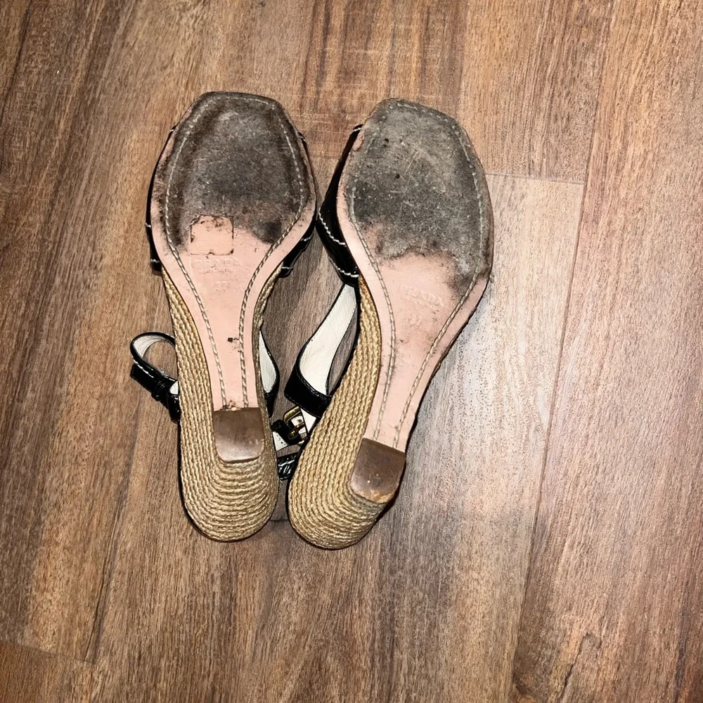Prada Black Wedge Sandals - Picture 6 of 7